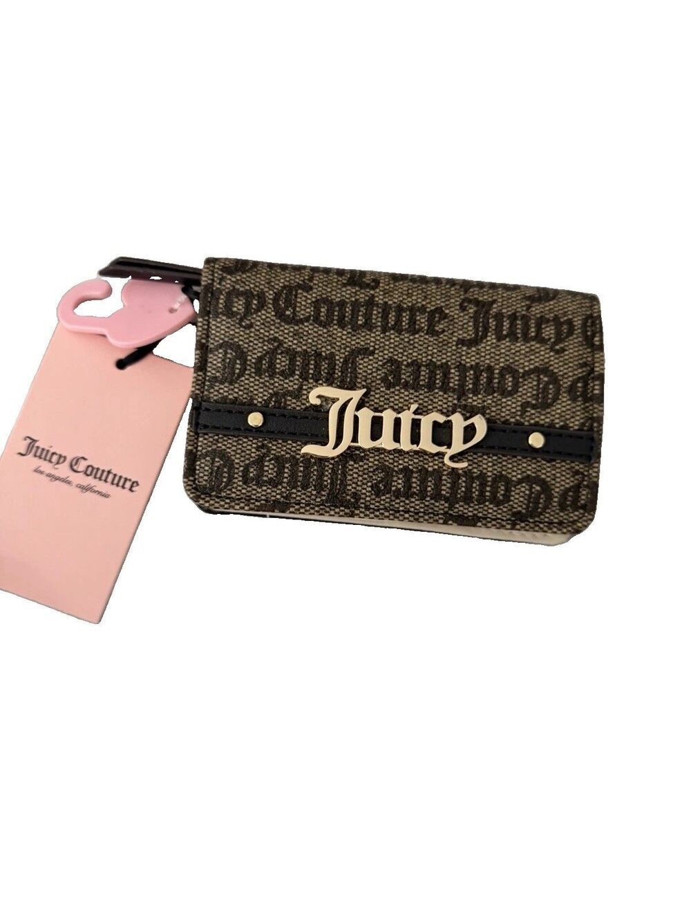 NWT Juicy Couture Short Sweet Slim Elongated Bifold - Taupe / Dark Brown